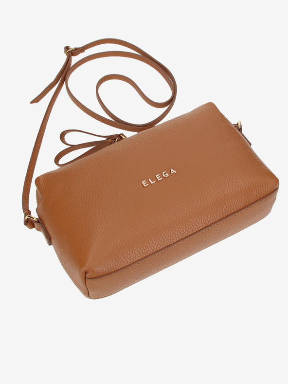 Elega Кафява дамска чанта с кожено кръстче ELEGA Hill
