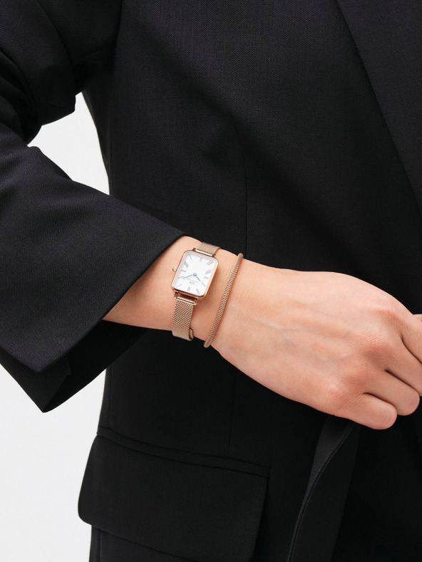Daniel Wellington Розов и златен дамски часовник Daniel Wellington от мрежа Quadro Melrose