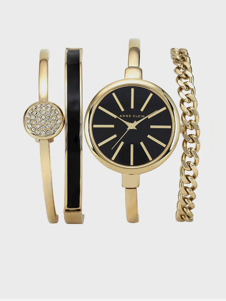 Anne Klein Дамски златен комплект часовник и гривна Anne Klein
