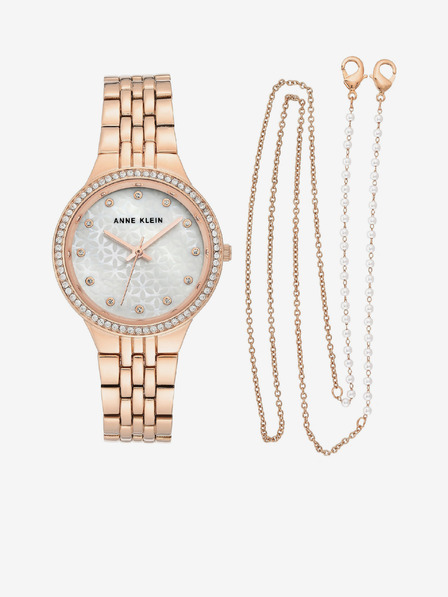 Anne Klein Комплект часовник и верижка от розово злато Anne Klein