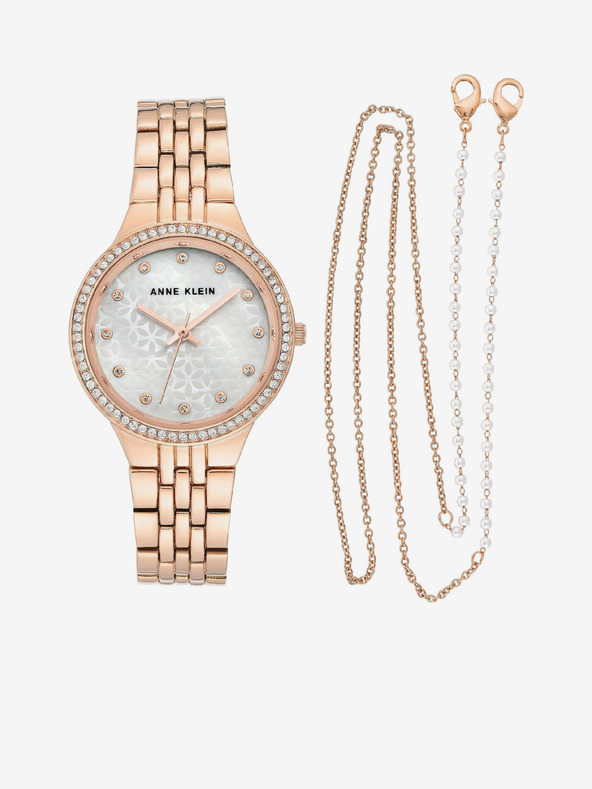 Anne Klein Комплект часовник и верижка от розово злато Anne Klein