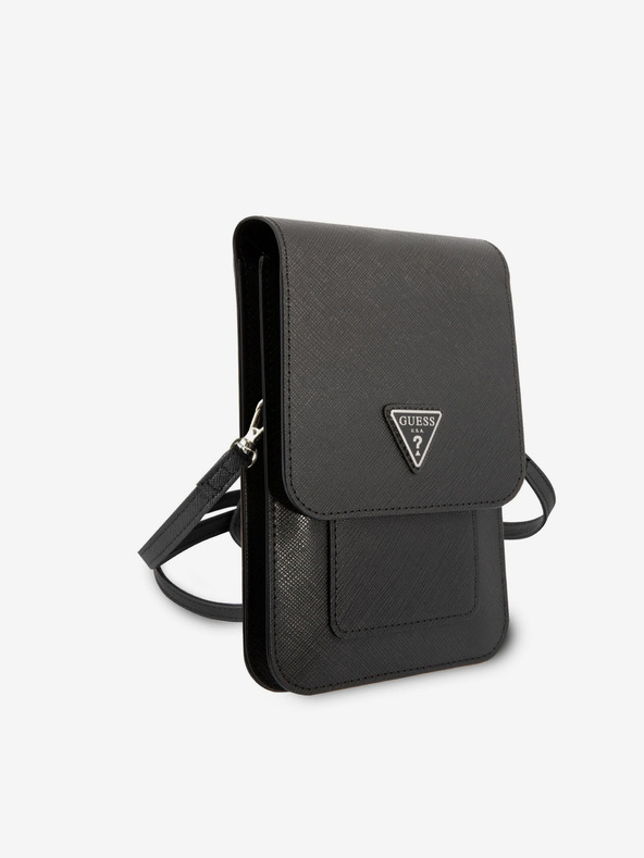 Guess Guess Полиуретанова чанта за телефон с триъгълно лого Black