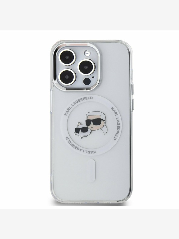 Karl Lagerfeld Karl Lagerfeld IML K&CH Heads Metal Frame MagSafe заден капак за iPhone 15 Pro Max Прозрачен