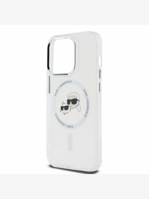 Karl Lagerfeld Karl Lagerfeld IML K&CH Heads Metal Frame MagSafe заден капак за iPhone 15 Pro Max Прозрачен