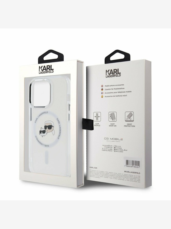 Karl Lagerfeld Karl Lagerfeld IML K&CH Heads Metal Frame MagSafe заден капак за iPhone 15 Pro Max Прозрачен