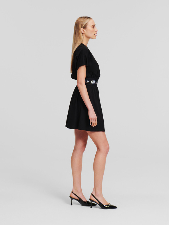 Karl Lagerfeld Черна дамска рокля KARL LAGERFELD Лого