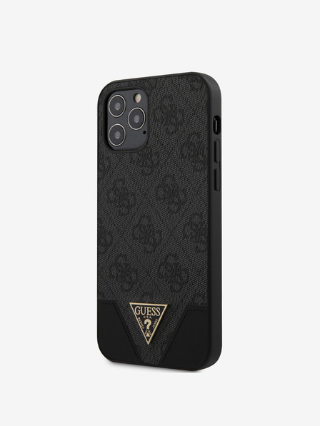 Guess Guess PU 4G Заден капак с триъгълник за iPhone 12/12 Pro 6.1 Grey