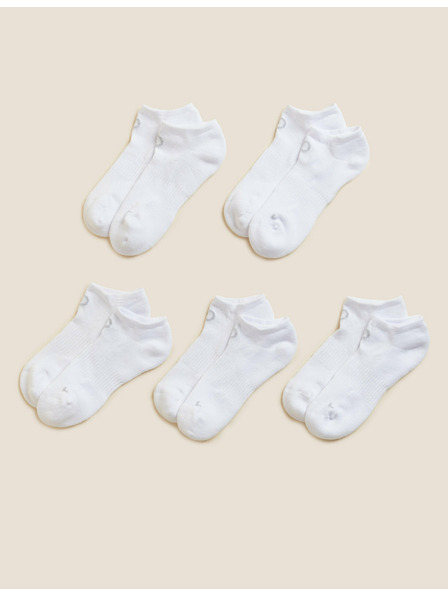 Marks & Spencer Комплект от пет чифта дамски спортни чорапи в бяло Marks & Spencer Trainer Liners™