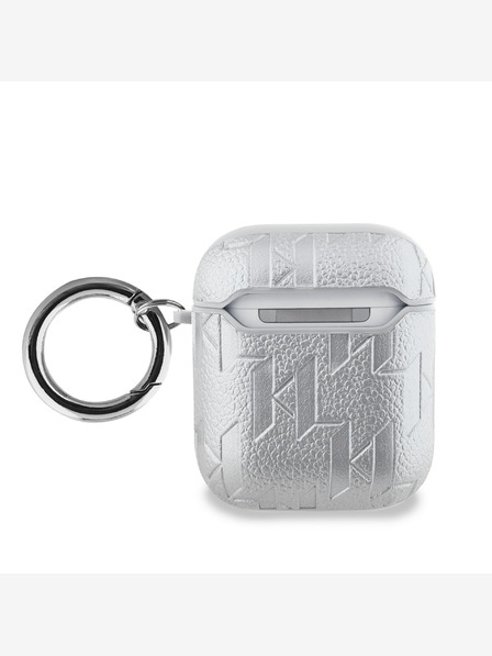 Karl Lagerfeld PU релефен калъф за глави на Карл и Шупет за AirPods 1/2 Silver Karl Lagerfeld