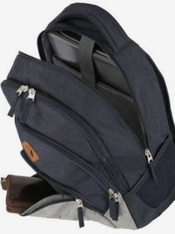 Travelite Тъмносиня раница Travelite Basics Melange Navy/grey