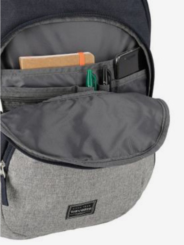 Travelite Тъмносиня раница Travelite Basics Melange Navy/grey