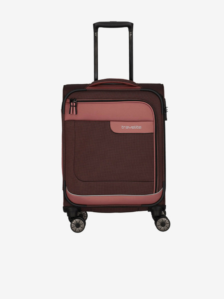 Travelite Розов и кафяв пътнически куфар Travelite Viia 4w S