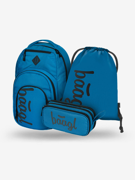 BAAGL  Син училищен комплект - раница, моливник, чанта Baagl Coolmate Ocean Blue