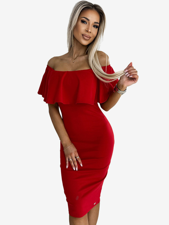 numoco Рокля-молив с испански грип - червена Numoco