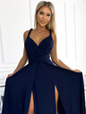 numoco Елегантна дълга рокля с връзки по много начини - тъмносиня Numoco
