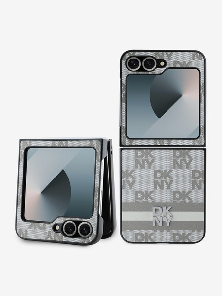 DKNY DKNY PU кожа с кариран десен и райета заден капак за Samsung Galaxy Z Flip 6 Beige