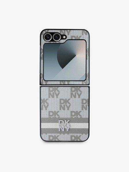 DKNY DKNY PU кожа с кариран десен и райета заден капак за Samsung Galaxy Z Flip 6 Beige