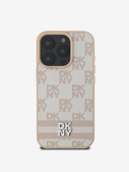 DKNY DKNY PU кожа Кариран модел и райе заден капак за iPhone 16 Pro Pink