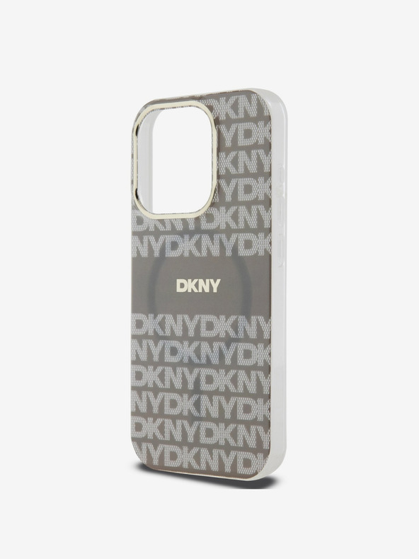 DKNY PC/TPU Repeat Pattern Tonal Stripe Magsafe Back Cover за iPhone 14 Pro Beige DKNY