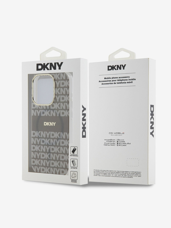 DKNY PC/TPU Repeat Pattern Tonal Stripe Magsafe Back Cover за iPhone 14 Pro Beige DKNY