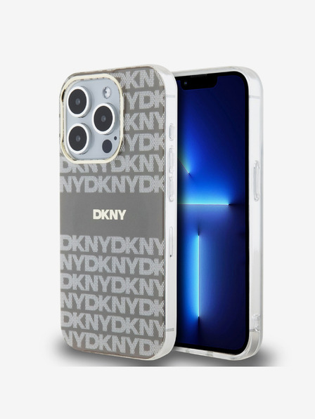 DKNY PC/TPU Repeat Pattern Tonal Stripe Magsafe Back Cover за iPhone 14 Pro Max Beige DKNY