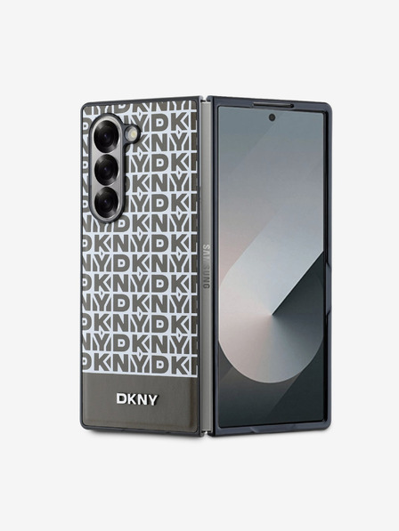 DKNY DKNY PU кожа с повтарящ се десен ивица на дъното MagSafe заден капак за Samsung Galaxy Z Flip 6 Brown