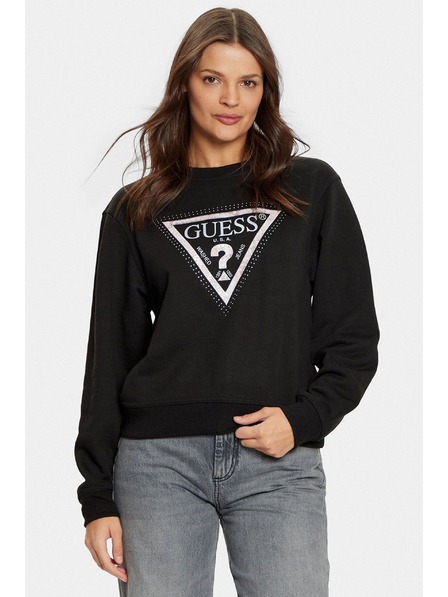 Guess Jeans Дамска черна блуза с лого Python big triangle от Guess jeans