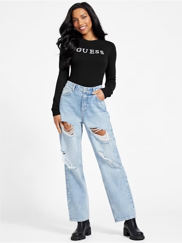 Guess Jeans Дамски черен суитшърт jblk Guess Jeans