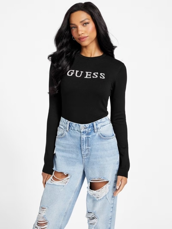 Guess Jeans Дамски черен суитшърт jblk Guess Jeans