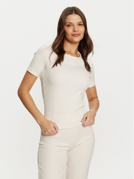 Guess Jeans Дамска бяла екрю ребрана тениска G6F4 Guess jeans