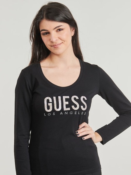 Guess Jeans Дамска черна тениска Python Guess jeans