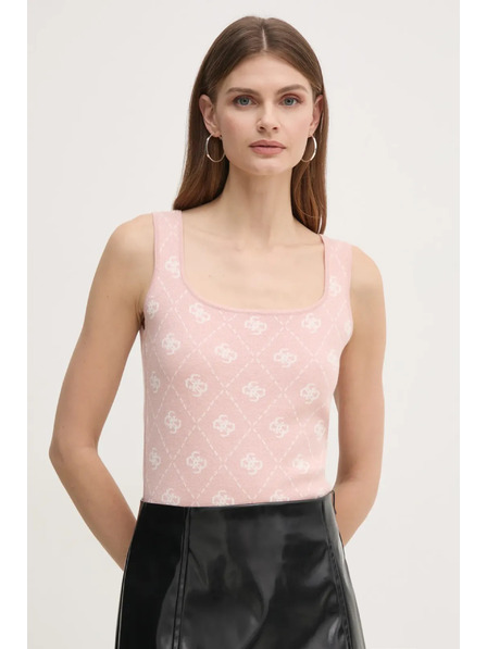 Guess Jeans Дамски розов топ с цялостен принт 4G Guess jeans