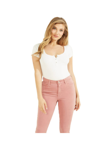 Guess Jeans Дамска бяла тениска с копчета Guess jeans