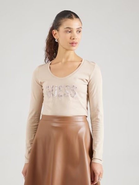 Guess Jeans Дамска бежова тениска Python Guess jeans