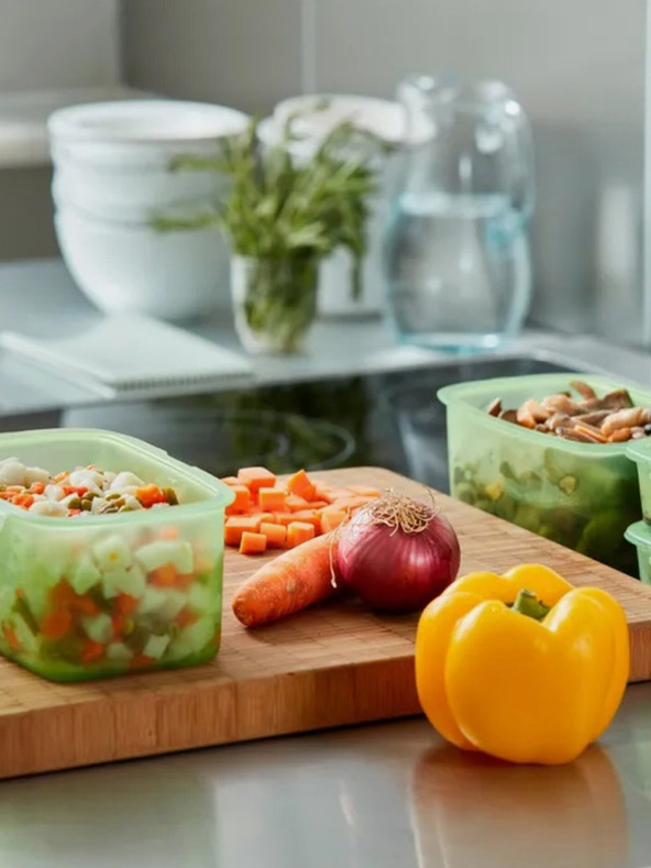 Lékué Зелена силиконова кутия за съхранение на храна Lékué (1000 ml )