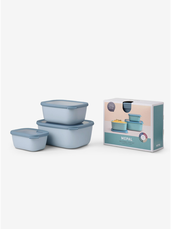 Mepal Светлосин комплект купи Mepal Cirqula Rectangular 750 + 1500 + 3000 мл