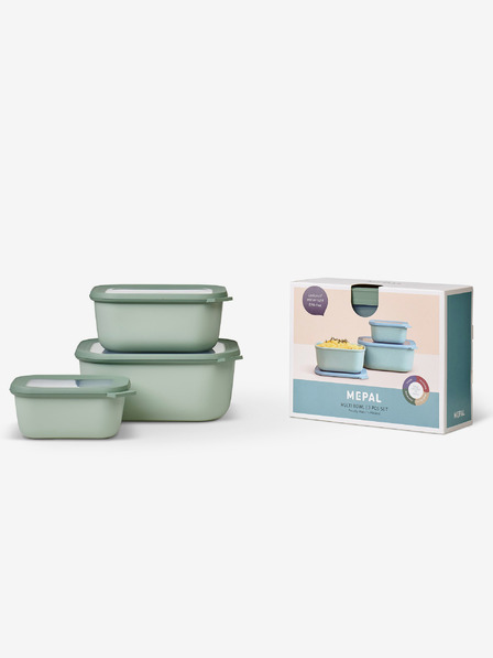 Mepal Светлозелен комплект правоъгълни купички Mepal Cirqula 750 +1500 + 3000 мл