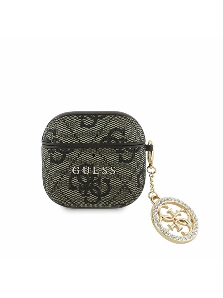 Guess Guess 4G Script PC/PU Charm калъф за AirPods 4 кафяв