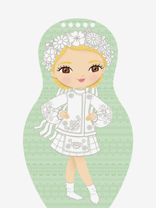 ELLA & MAX Обличане на украински кукли АЛИНА - страница за оцветяване