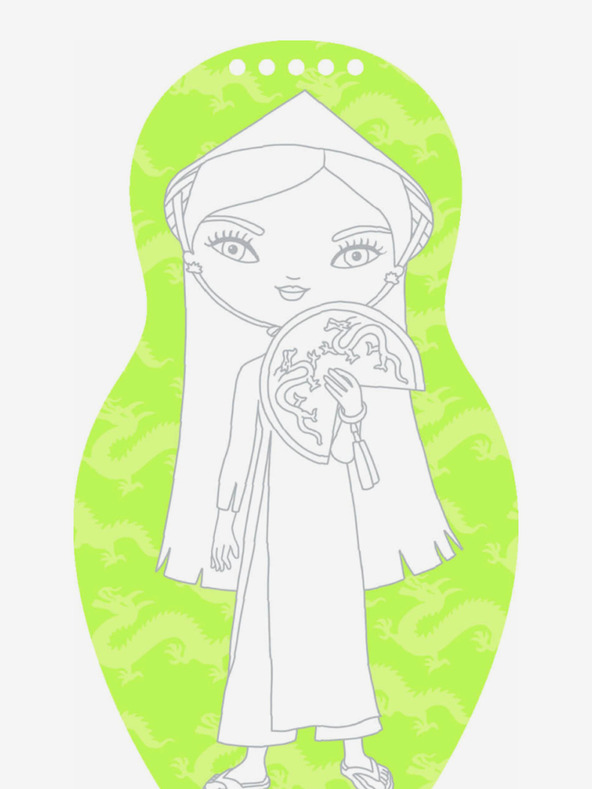 ELLA & MAX Обличане на виетнамски кукли NGOC - Книга за оцветяване