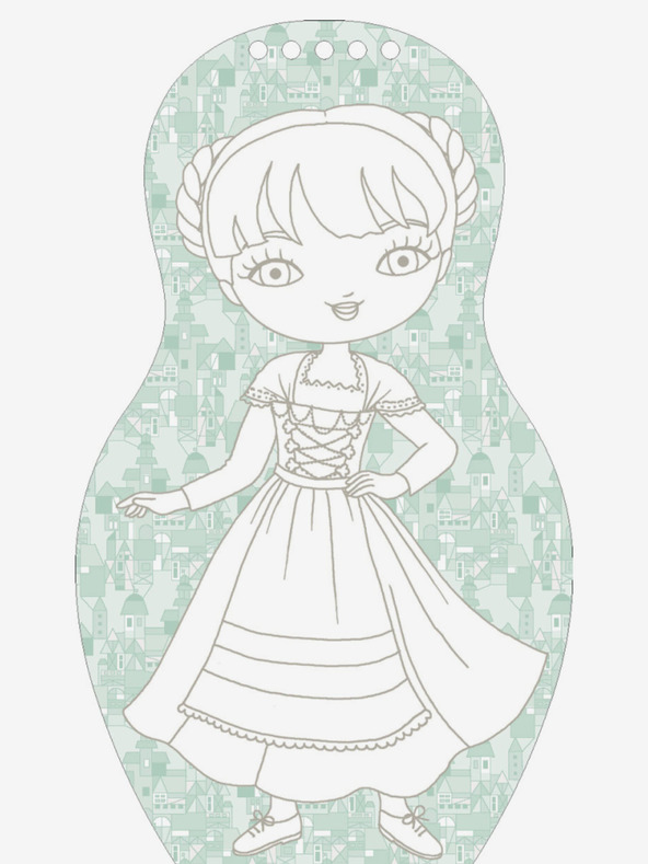 ELLA & MAX Обличане на немски кукли ХАННА - книжка за оцветяване