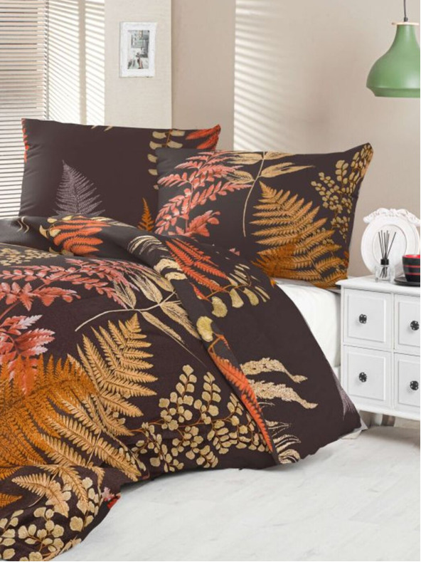 Kvalitex Сатенено френско спално бельо Luxury Collection 1+2, 200x200, 70x90cm Папрат кафяво Kvalitex