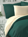 Kvalitex Сатенено френско спално бельо LUXURY COLLECTION 1+2, 200x200, 70x90см тъмнозелено / сметаново