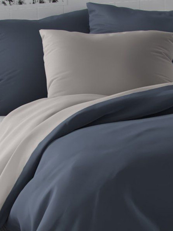 Kvalitex Сатенено френско спално бельо LUXURY COLLECTION 1+2, 200x200, 70x90cm тъмно сиво / светло сиво
