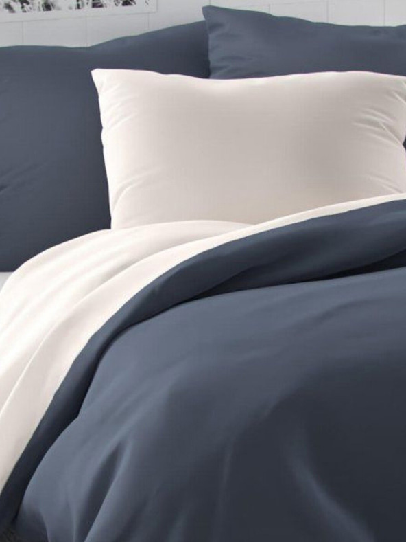 Kvalitex Сатенено френско спално бельо LUXURY COLLECTION 1+2, 220x200, 70x90cm тъмносиво / бяло