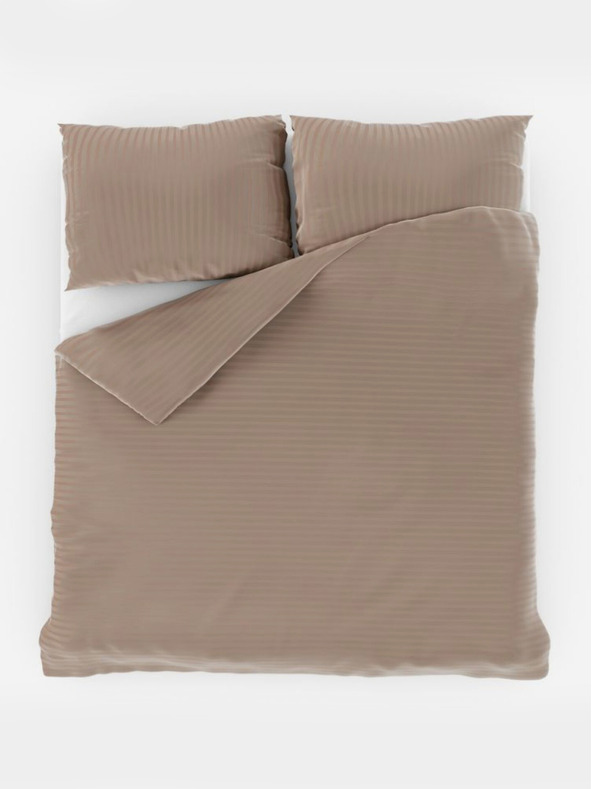 Kvalitex Френско сатенено спално бельо с ивици 1+2, 220x200, 70x90cm бежово Kvalitex