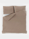 Kvalitex Френско сатенено спално бельо с ивици 1+2, 220x200, 70x90cm бежово Kvalitex