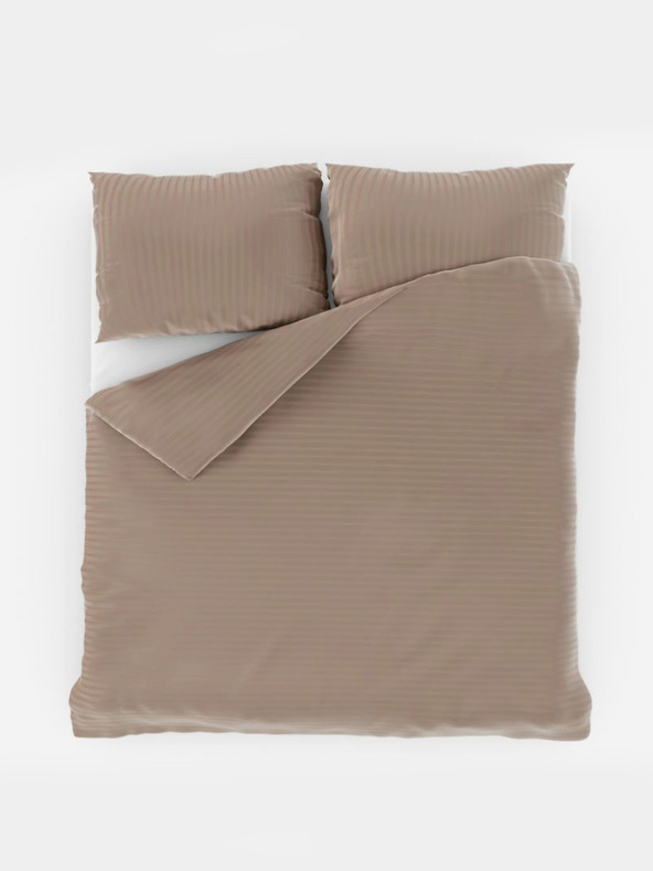 Kvalitex Сатенено спално бельо с райе 140x200, 70x90cm бежово Kvalitex