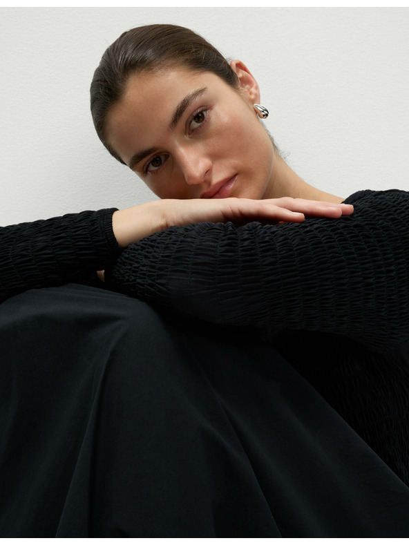 Marks & Spencer Миди рокля от чист памук с паднала талия Marks & Spencer черно