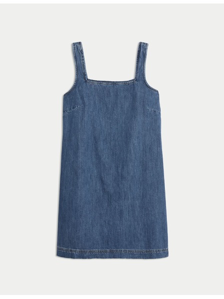 Marks & Spencer Плавна мини рокля от деним от чист памук Marks & Spencer тъмносиньо
